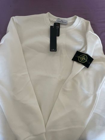 Pull stone island blanc taille L 