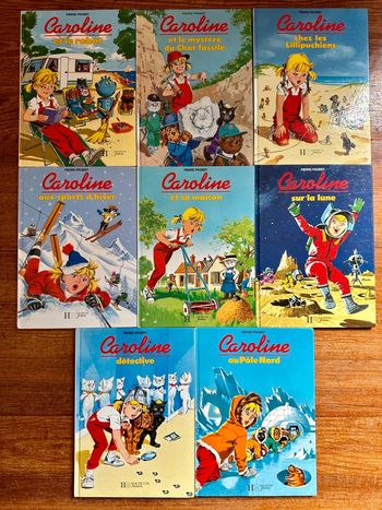 Lot de 7 albums Caroline livres bd anciennes Hachette Jeunesse Pierre Probst