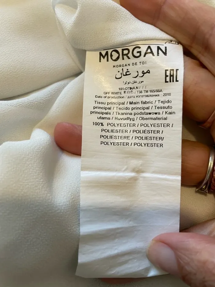 Débardeur blouse Morgan taille 38 blanc dos croisée boucle - photo numéro 7