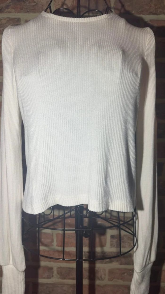 Haut a longues manches bouffantes blanc Stradivarius Taille S / 36 - photo numéro 3