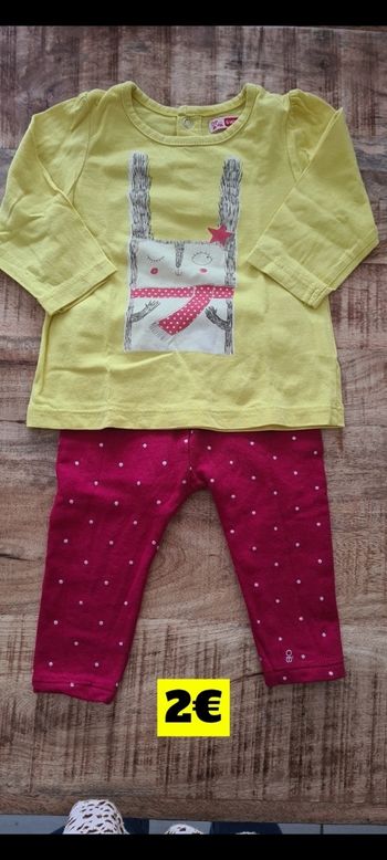 Ensemble tee-shirts manches longues, legging molletonné 6 mois