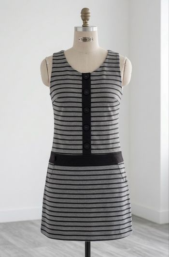 Cache Cache - Robe sans manches style marin - Taille 38 - Gris et noir