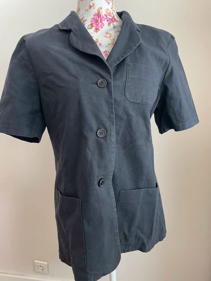 Veste à manche courte noir  lin