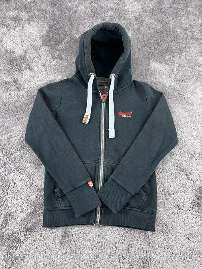 Veste à capuche Superdry avec logo Brodé Orange Label Noire Taille XS