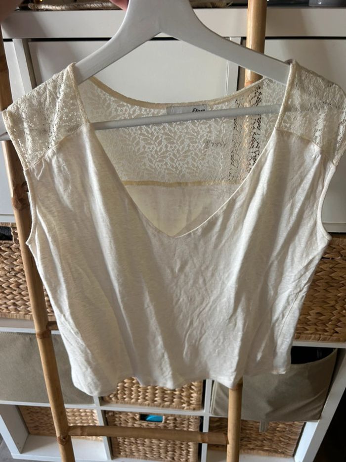 T-shirt blanc etam taille 38 dentelle - photo numéro 9