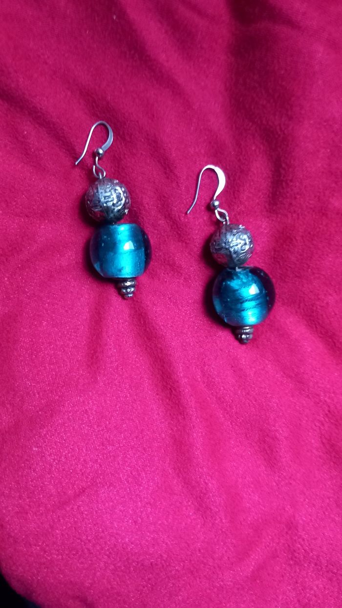 Boucles D'oreilles Venezia Turquoise 5 cm - photo numéro 4