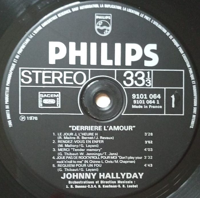 Vinyle Johnny Hallyday "derrière l'amour" vitesse 33 tours format 30 cm - photo numéro 5
