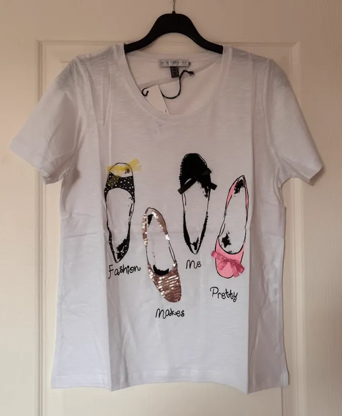 T-shirts blanc avec motifs ballerines