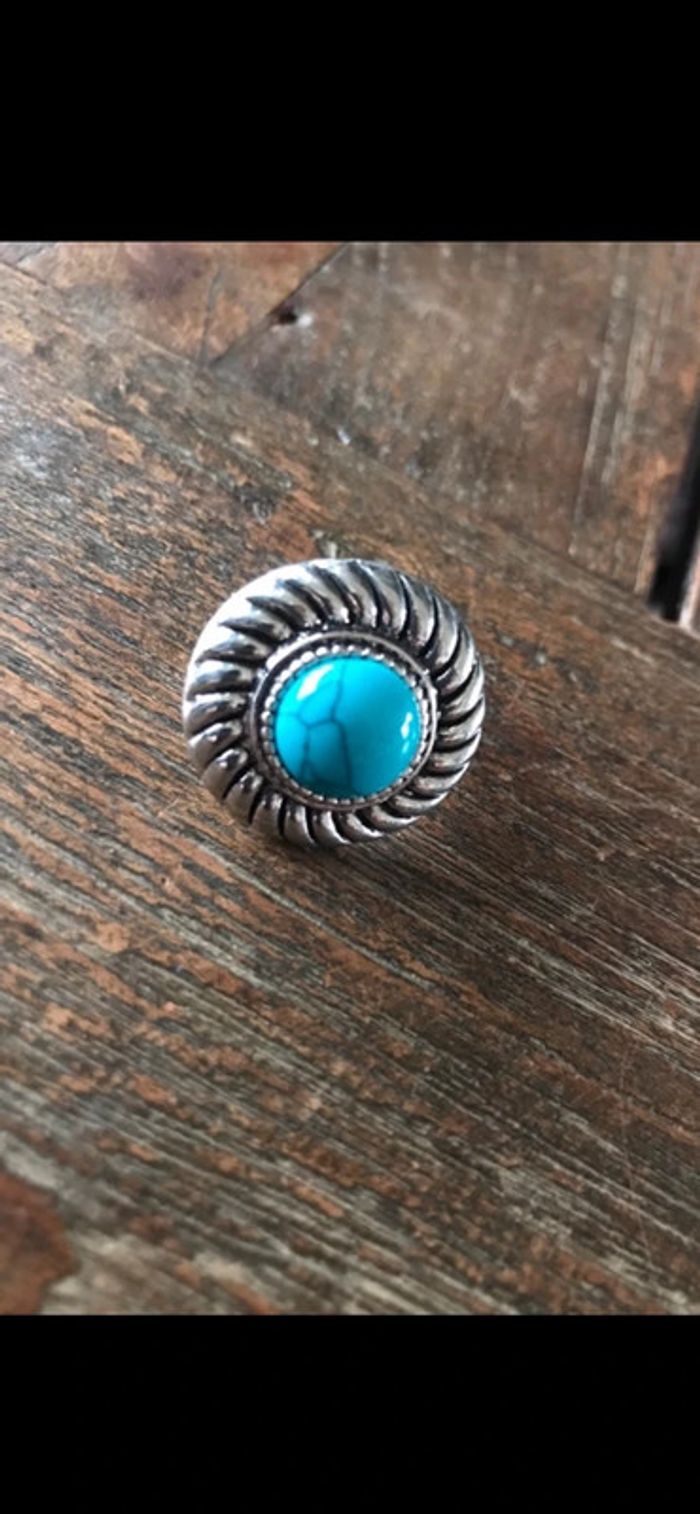 Magnifique bague réglage avec turquoise - photo numéro 7