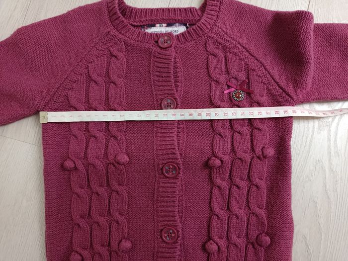 Gilet fille Sergent Major 5 ans – bordeaux à torsades et petits pompons 🍇 - photo numéro 8