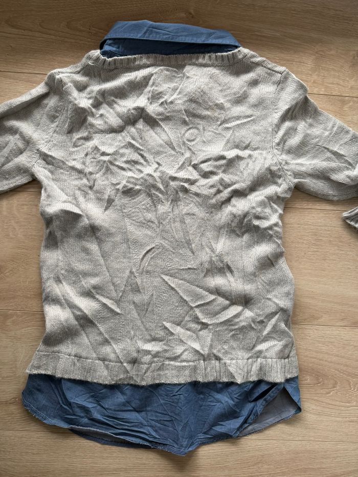 Pull 2-en-1 effet chemise en jean - Gris Chiné - Faded Glory - Taille M - photo numéro 4