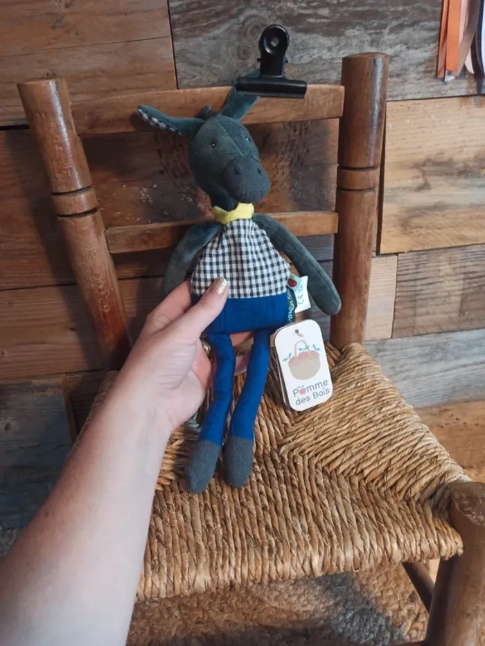 Peluche hochet âne moulin roty pomme des bois neuf - photo numéro 4