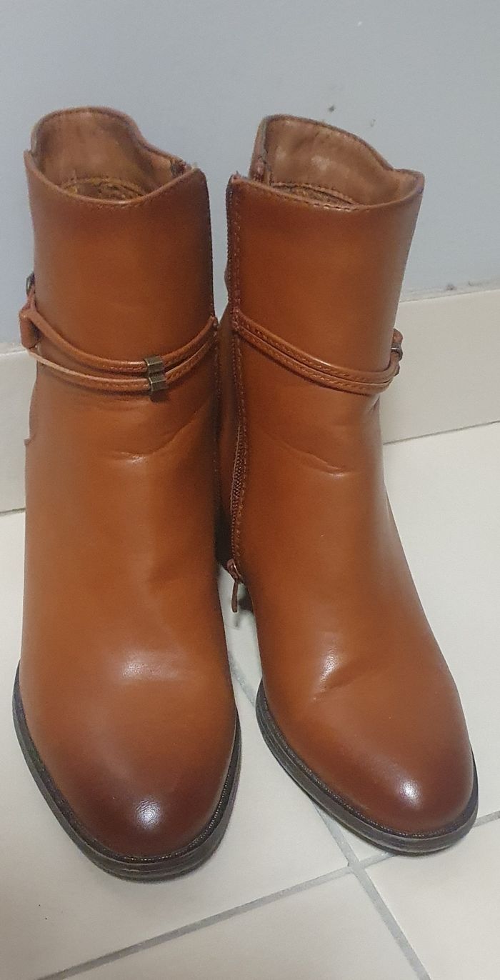 Bottine en cuir camel - photo numéro 2