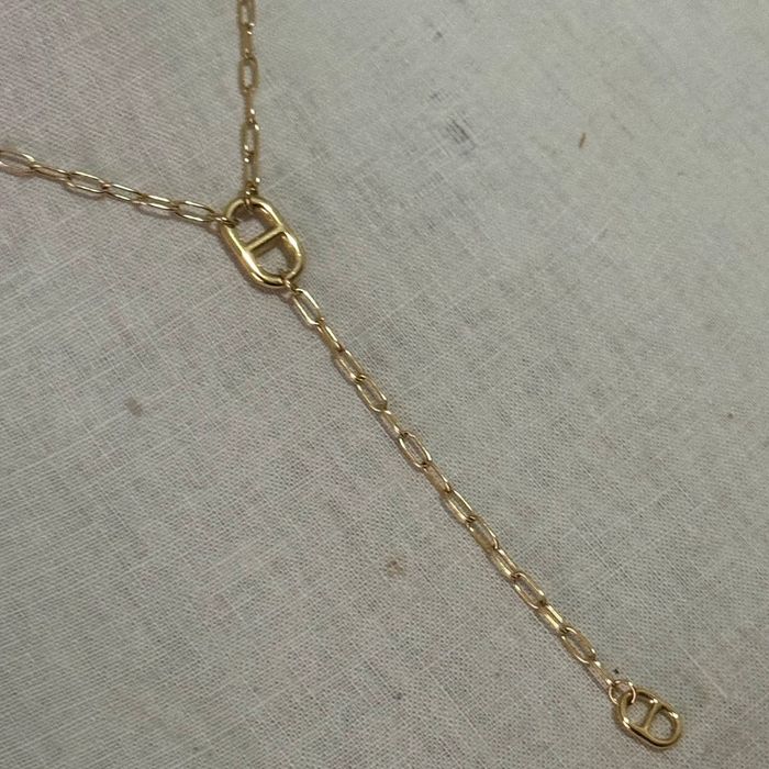 Collier V chaîne épaisse maillons farandole acier inoxydable or réglable - photo numéro 3