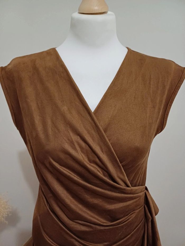 Robe marron chic en suédine New Feeling taille S/M 36/38 - photo numéro 3
