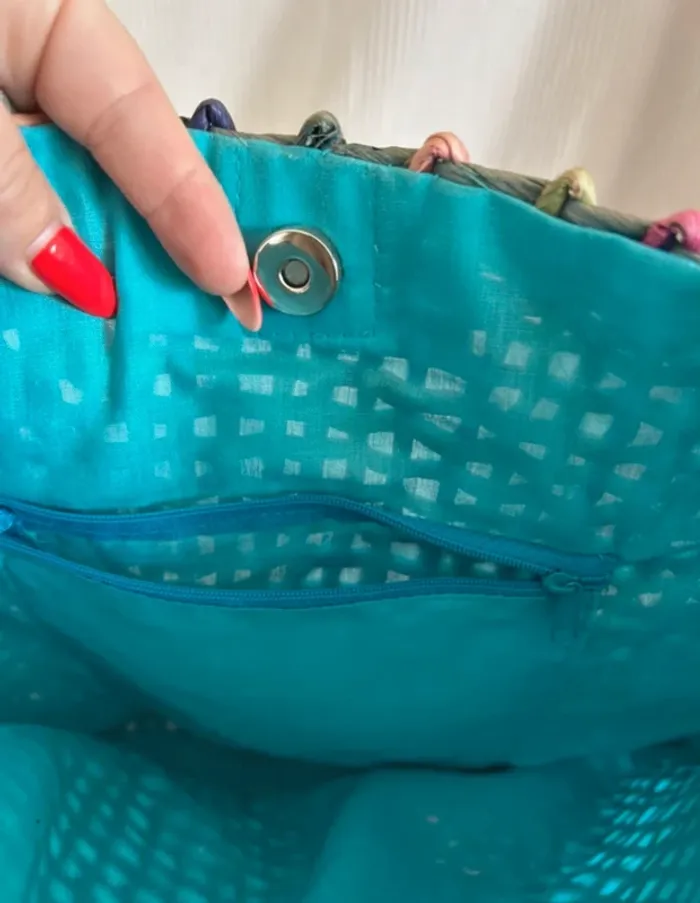 Sac à main paille tressé coloré - photo numéro 7