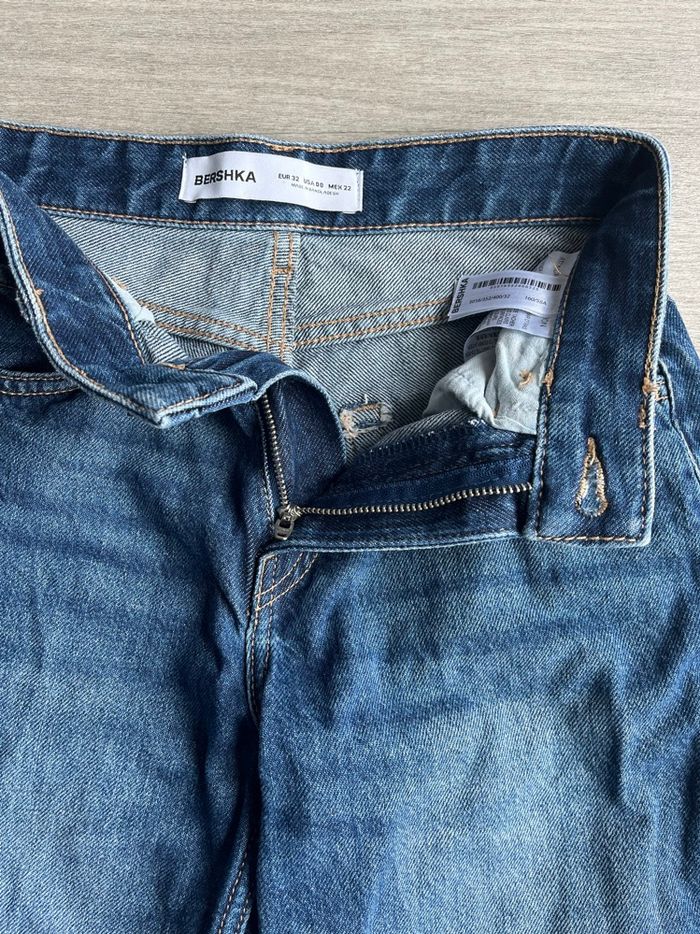Jean large taille haute bleu foncé Bershka T32 - photo numéro 4