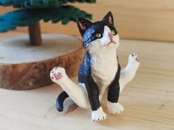 Figurine chat noir et blanc Animal domestique