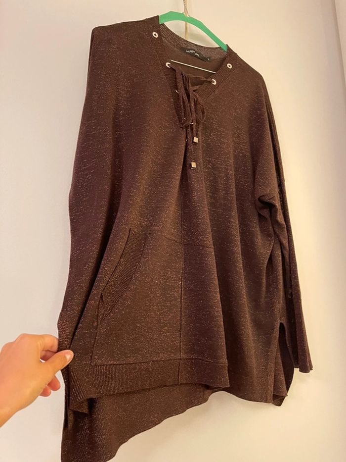 Pull Lauren Vidal bordeaux pailleté - L - photo numéro 3
