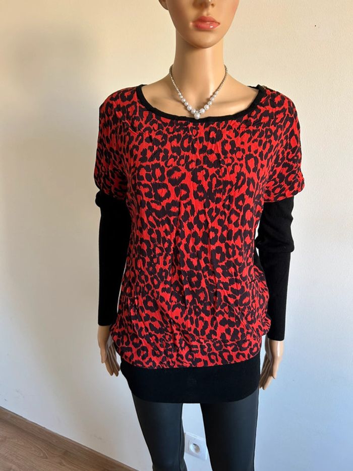 Pull rouge et noir Morgan taille M jamais porté