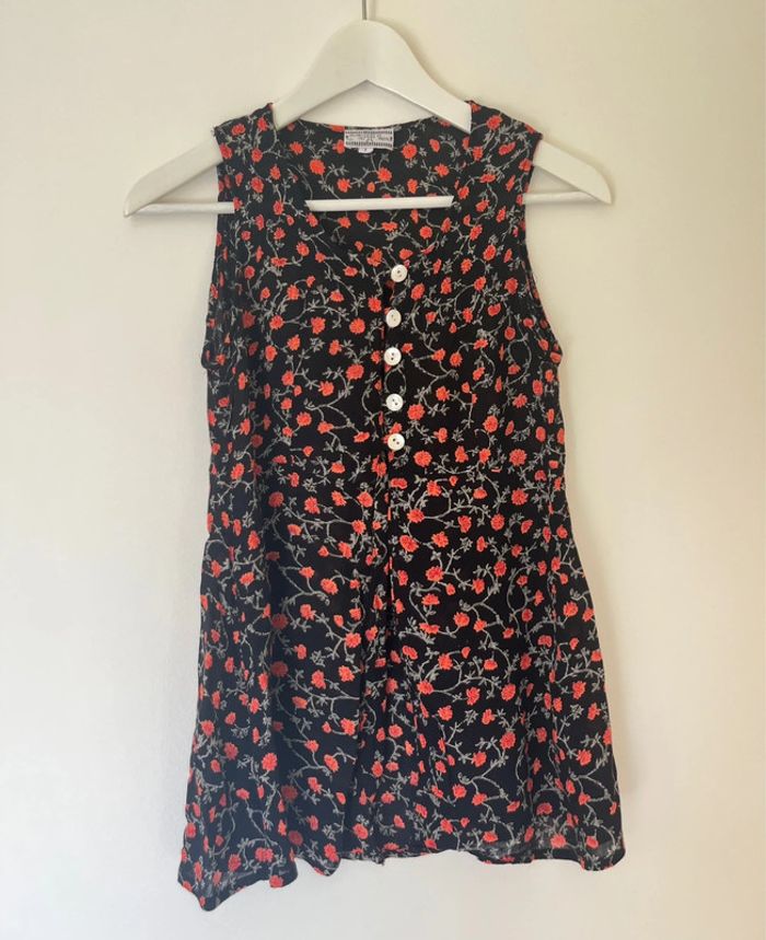 top à fleurs vintage - style romantique coquette champêtre- cute girly flower top - photo numéro 6