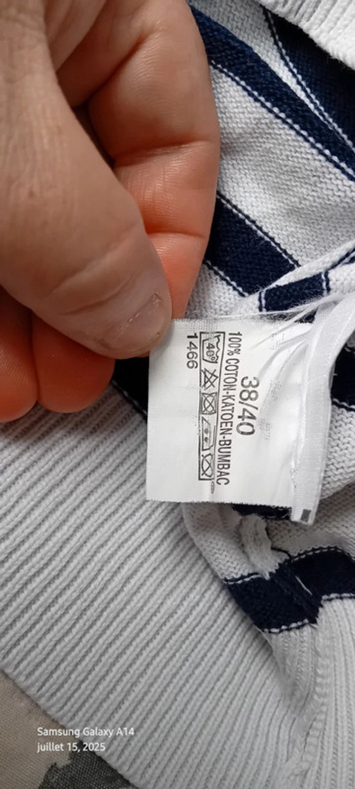 Pull marinière motif cœur marine et blanc femme 38/40 influx - photo numéro 11