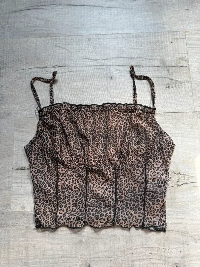 Débardeur crop top léopard transparent – Taille XS