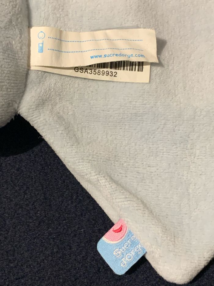 Doudou plat petit ours bleu Sucre D'orge en velours - photo numéro 5