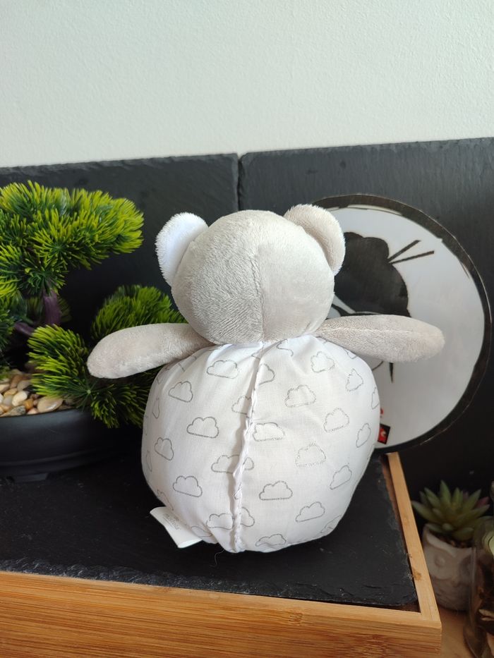 peluche Doudou ours boule Musti mustela blanc nuage argenté gris Crème PE0230 - photo numéro 2