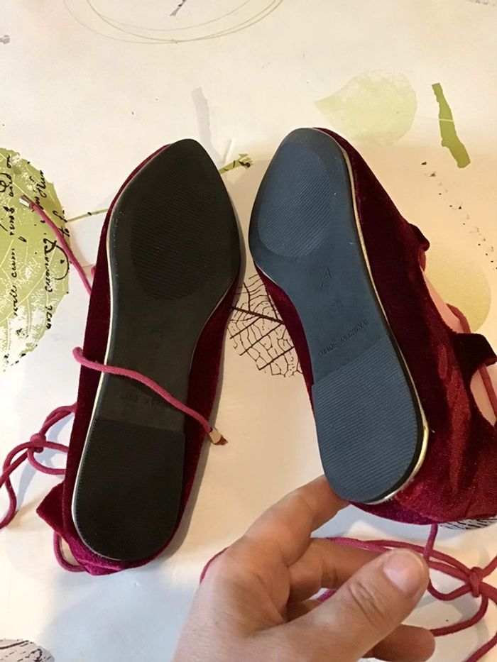 Chaussures plate velours bordeaux avec laçage taille 38 - photo numéro 6