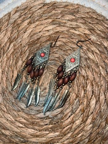 Boucles d’oreilles femme doré fantaisies plumes