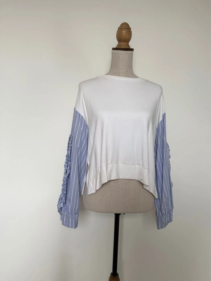 Sweat zara blouse haut chemise camicia t-shirt camisa Malia Overhemd folder Blusa Camicetta manche - photo numéro 2