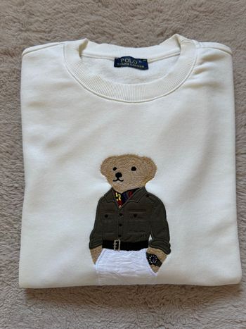 Pull Ralph Lauren ours blanc logo brode
