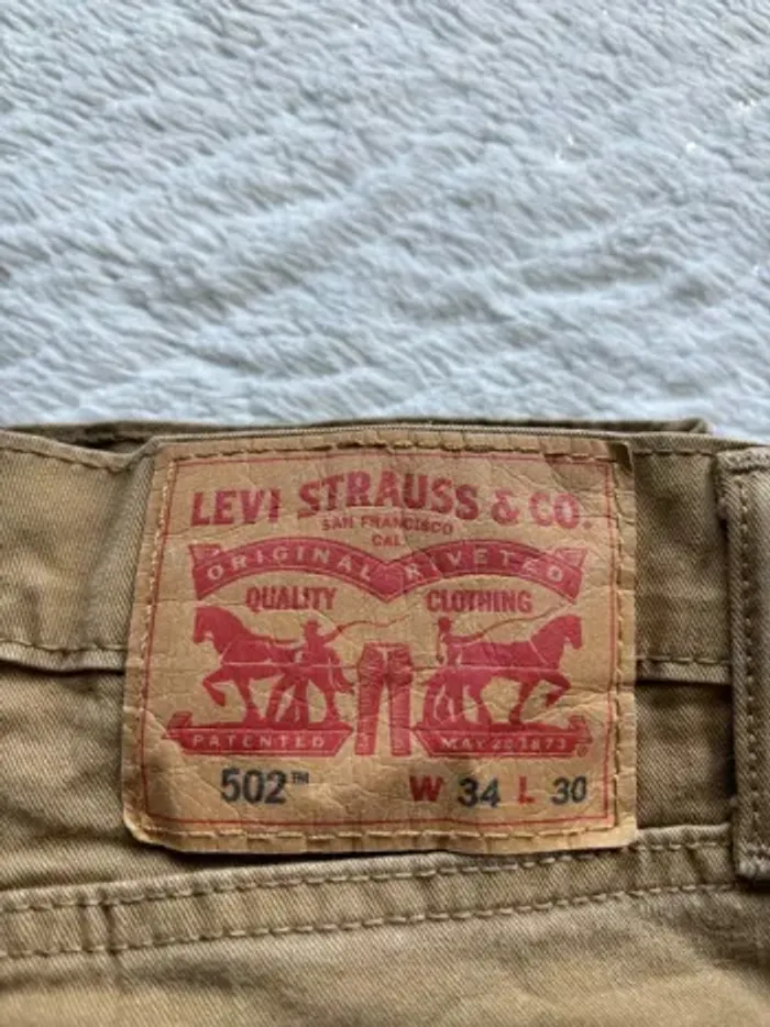 Jean pantalon Levi’s 502 beige camel homme L/44 W34 L30 Slim Tapered - photo numéro 2