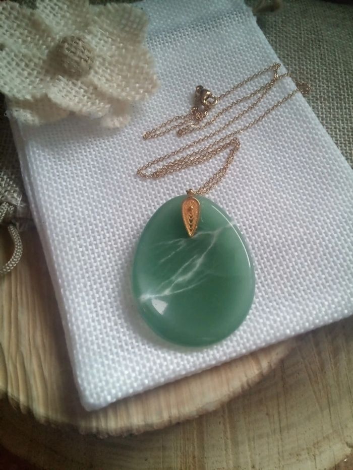 Collier pierre naturelle d'aventurine - photo numéro 3