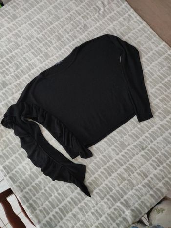 Pull fin maille large fronce manches noir Kiabi taille 38 M