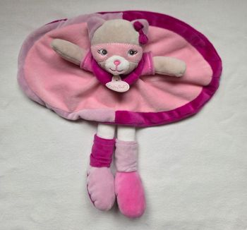 Doudou chat Les masqués plat ovale rose et fushia- Baby Nat