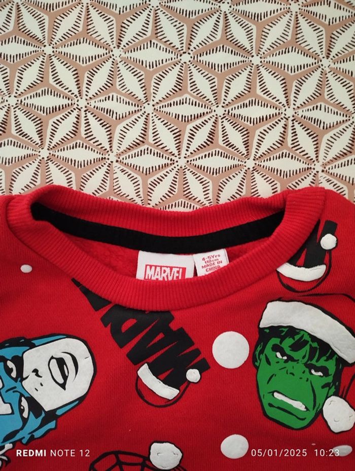 Sweat garçon intérieur polaire marvel noel 4-5ans - photo numéro 2