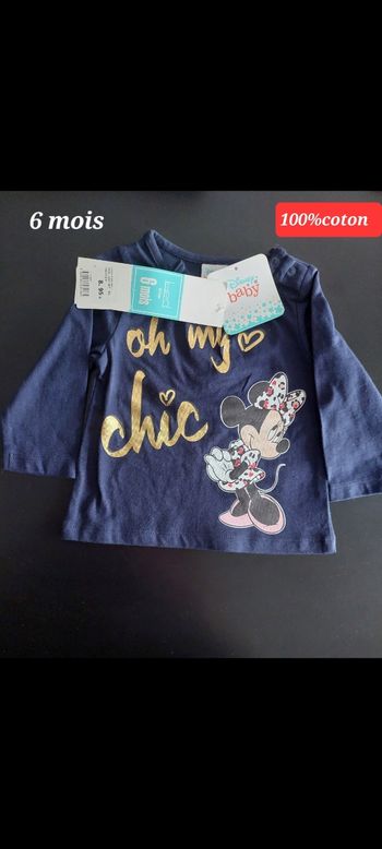 T-shirt bleu marine Minnie fille 6mois 