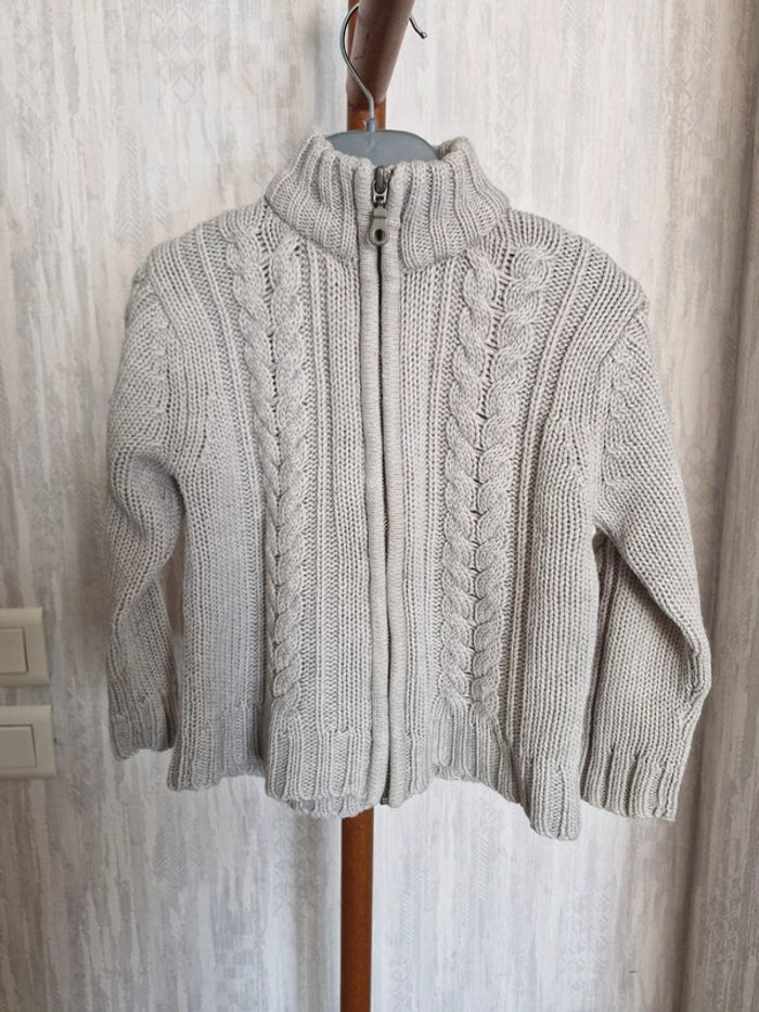 Gilet zippé enfant garçon 4 ans Soft Grey La Redoute Acrylique Laine