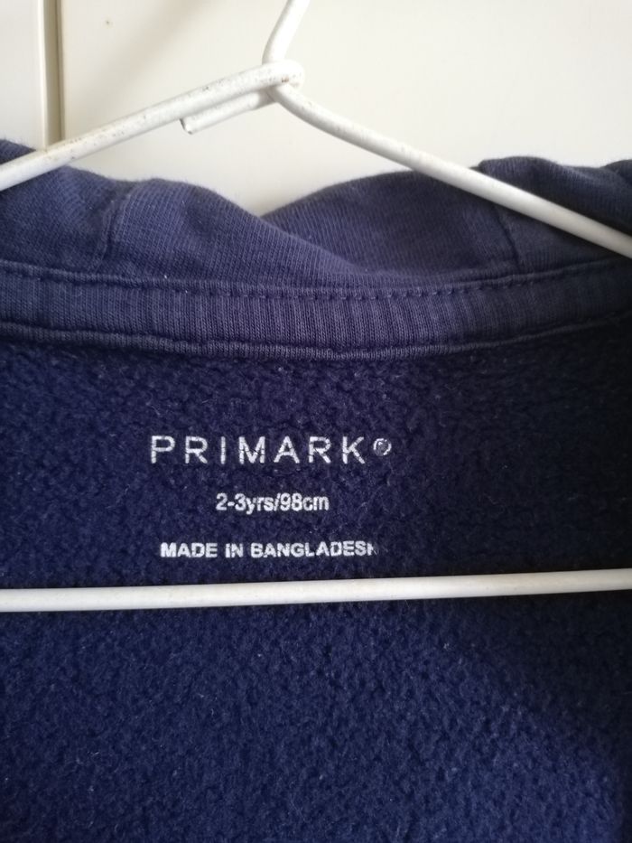 Blouson zippé bleu marine, à capuche, 2-3 ans, Primark, en bon état - photo numéro 6