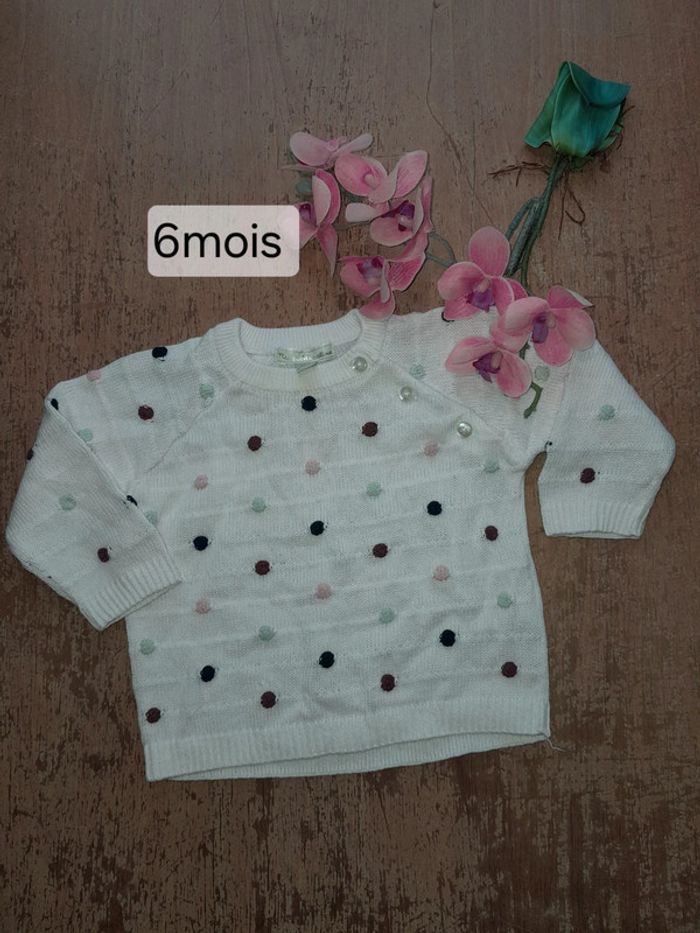 Pull fille 6mois blanc