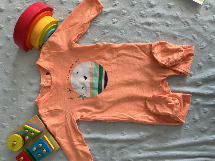 pyjama grenouillère en coton abricot 9 mois gémo - photo numéro 3
