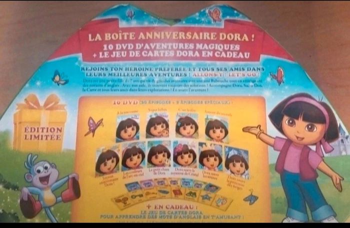 Boîte anniversaire dora lot 8 dvd + jeux de cartes - photo numéro 3