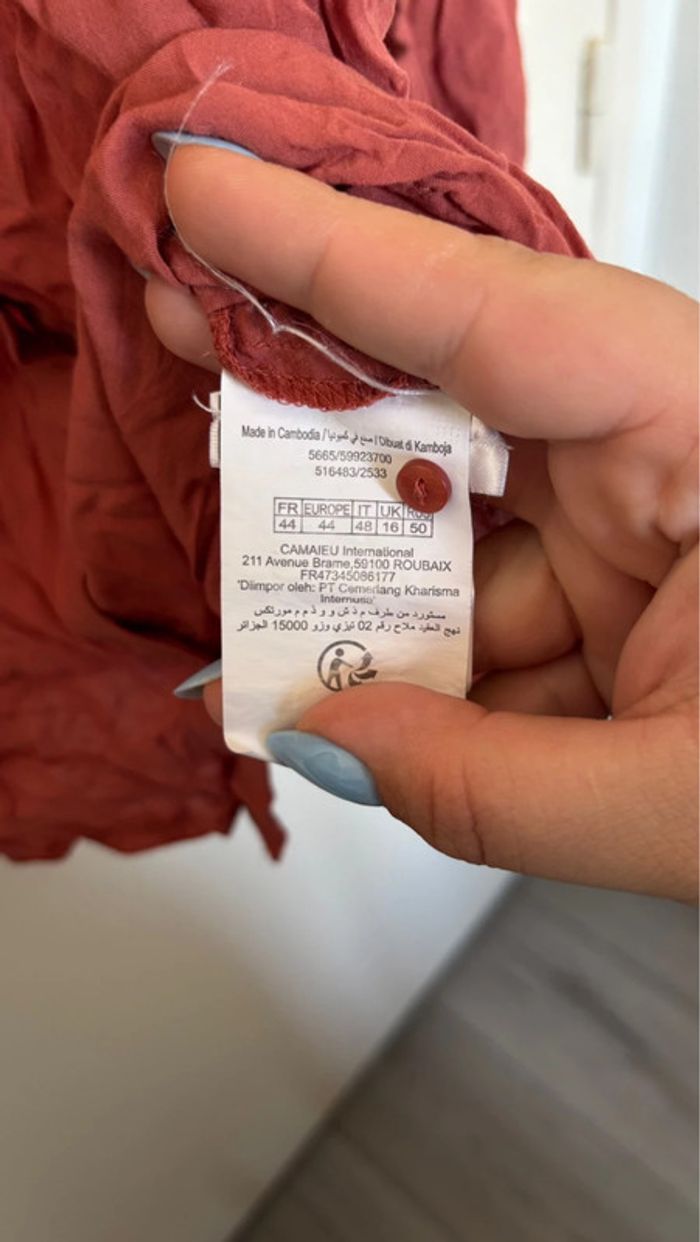 Chemise fluide saumon taille 44 en bon état Camaïeu - photo numéro 4