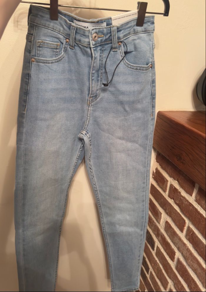 Jean Bershka 34 - Super High Waist Skinny - bleu clair XS