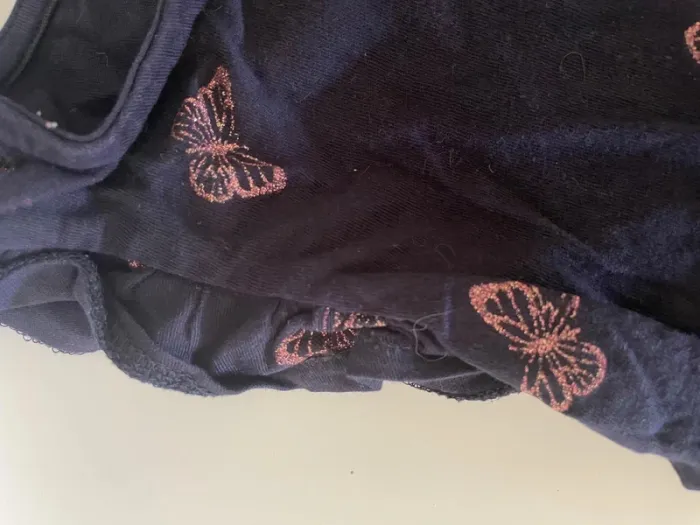 Robe bleu marine motif papillons H&M 98-104cm - photo numéro 4