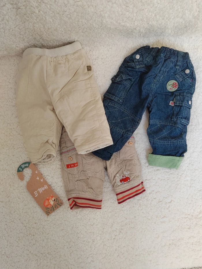 Lot 3 pantalons hiver chaud 3 mois
