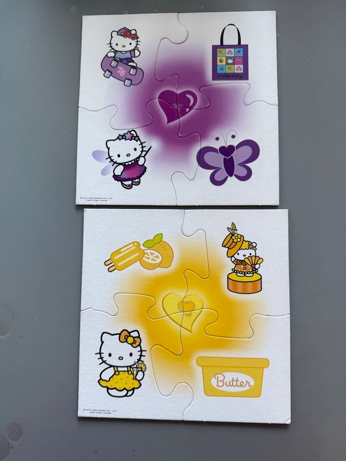 Jeu de Domino-Mémo 'Qui donne quoi ?' en bois de Sapin Malin et 6 puzzles Hello kitty - photo numéro 6