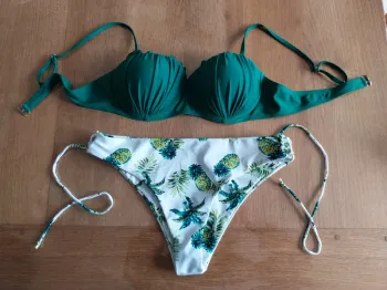 Maillot de bain 2 pièces vert ananas L
